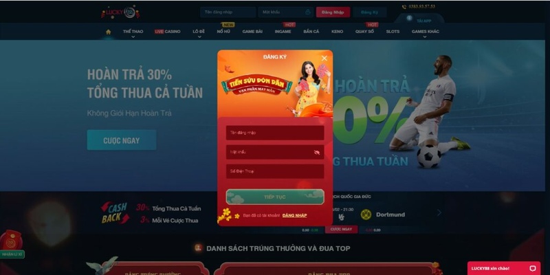 Các bước đăng nhập Lucky88